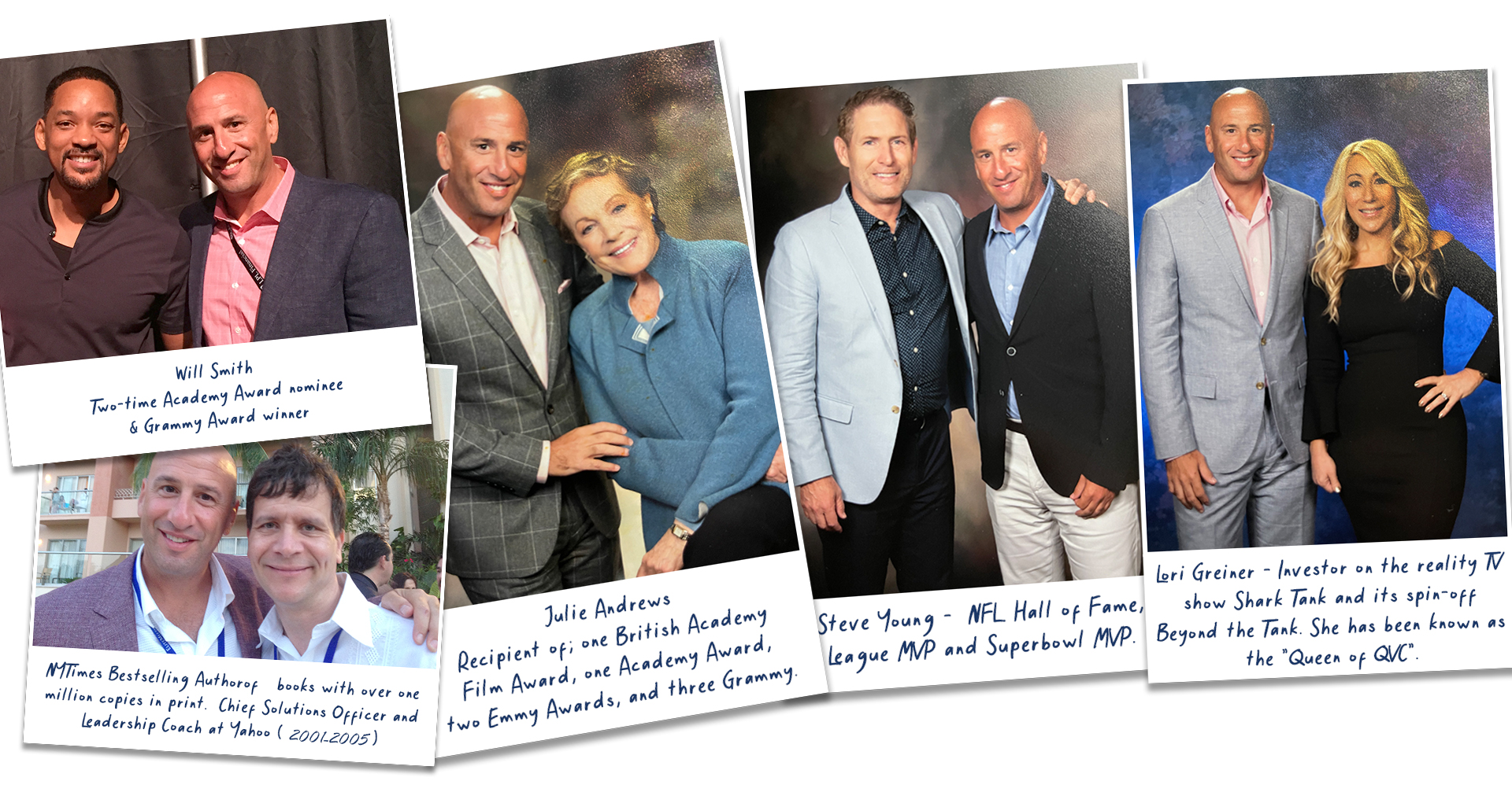 Montage of pictures showing The Speaker Agency's agents with celebrities
